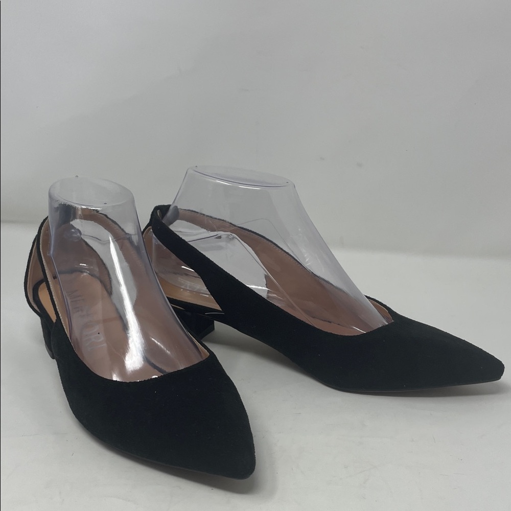 Merrori Black Suede-Like Pointy Toe Heeled Shoe Size 7.5 Excellent Condition